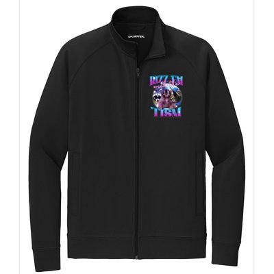 Autism Funny Rizz Em With The Tism Meme Autistic Opossum Stretch Full-Zip Cadet Jacket