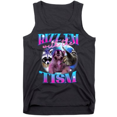 Autism Funny Rizz Em With The Tism Meme Autistic Opossum Tank Top