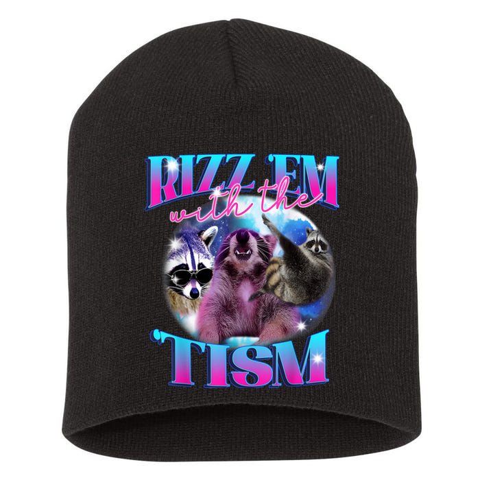 Autism Funny Rizz Em With The Tism Meme Autistic Opossum Short Acrylic Beanie