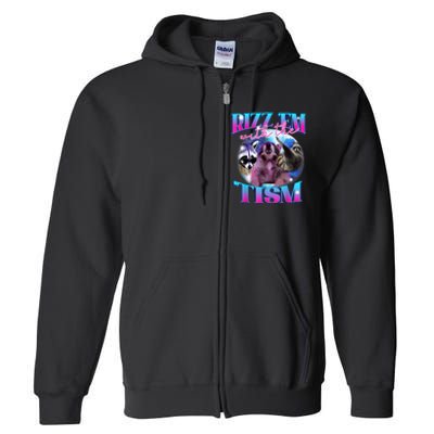 Autism Funny Rizz Em With The Tism Meme Autistic Opossum Full Zip Hoodie