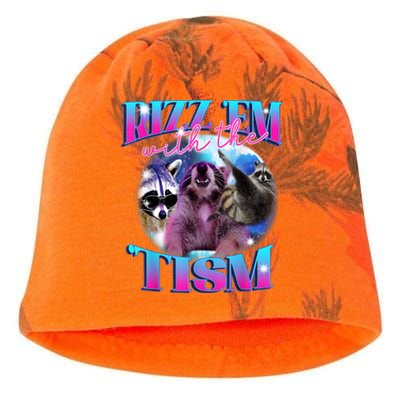 Autism Funny Rizz Em With The Tism Meme Autistic Opossum Kati - Camo Knit Beanie