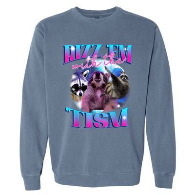 Autism Funny Rizz Em With The Tism Meme Autistic Opossum Garment-Dyed Sweatshirt