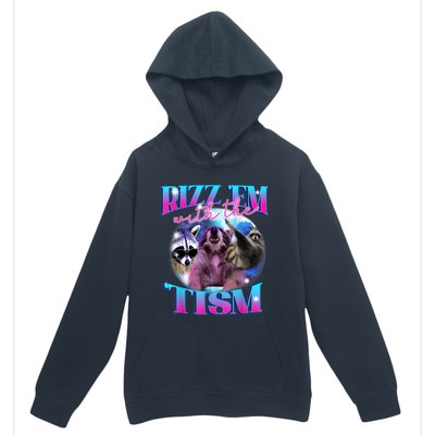 Autism Funny Rizz Em With The Tism Meme Autistic Opossum Urban Pullover Hoodie