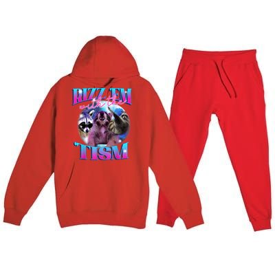 Autism Funny Rizz Em With The Tism Meme Autistic Opossum Premium Hooded Sweatsuit Set