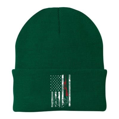 American Flag Rifle Antler Vintage Deer Hunting Hunter Gift Knit Cap Winter Beanie