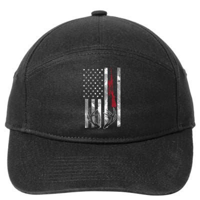 American Flag Rifle Antler Vintage Deer Hunting Hunter Gift 7-Panel Snapback Hat