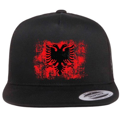 Albanian Flag Retro Proud Albanian Patriot Albania Flatbill Hat