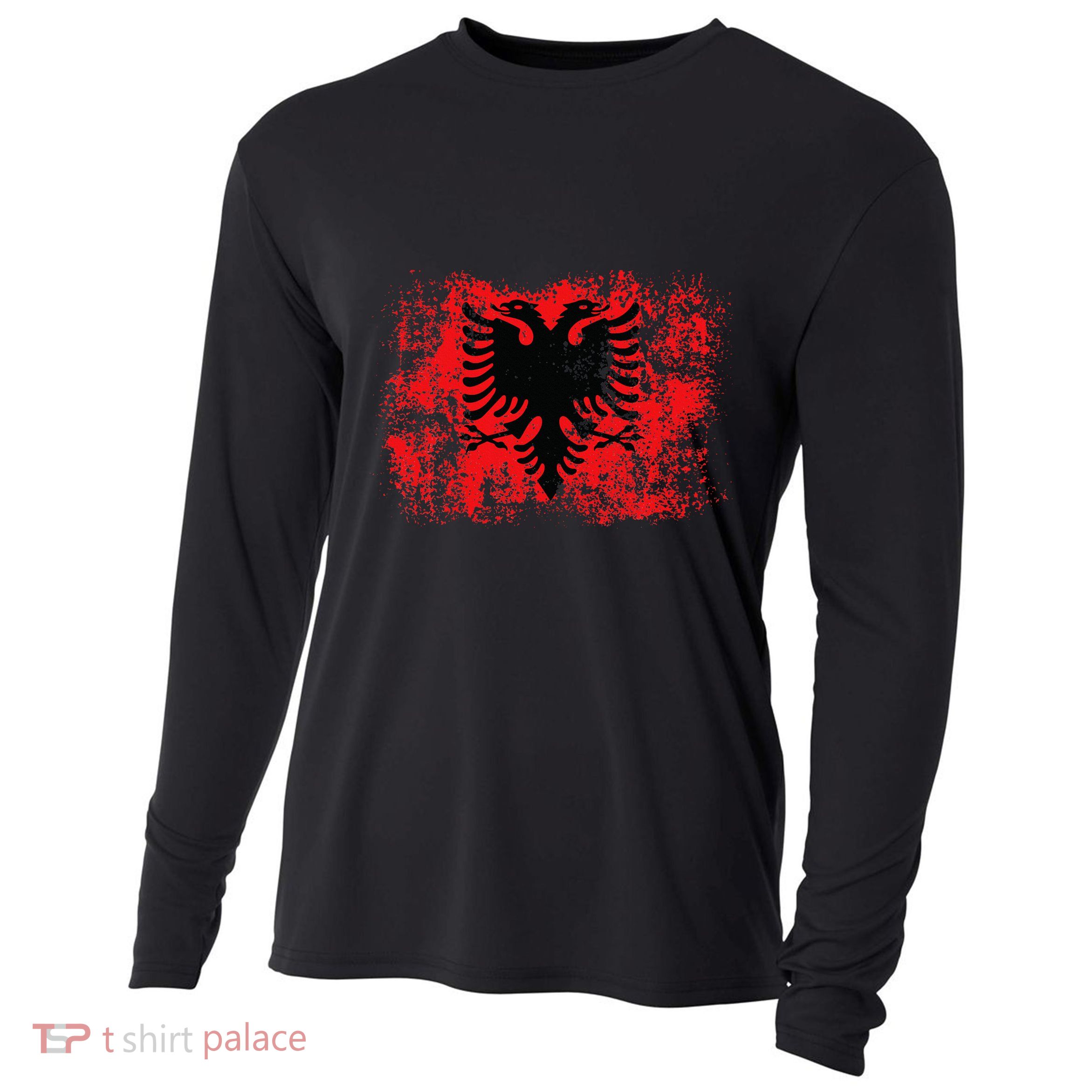 Albanian Flag Retro Proud Albanian Patriot Albania Cooling Performance Long Sleeve Crew
