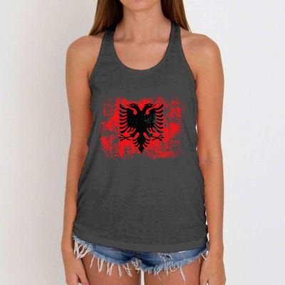 Albanian Flag Retro Proud Albanian Patriot Albania Women's Knotted Racerback Tank