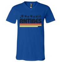 Antibes France Retro Tourism Gift V-Neck T-Shirt