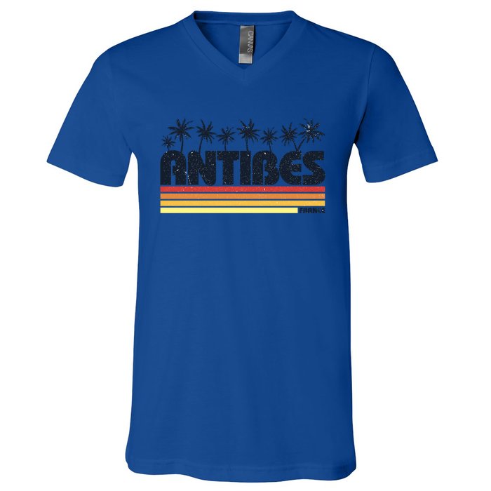 Antibes France Retro Tourism Gift V-Neck T-Shirt