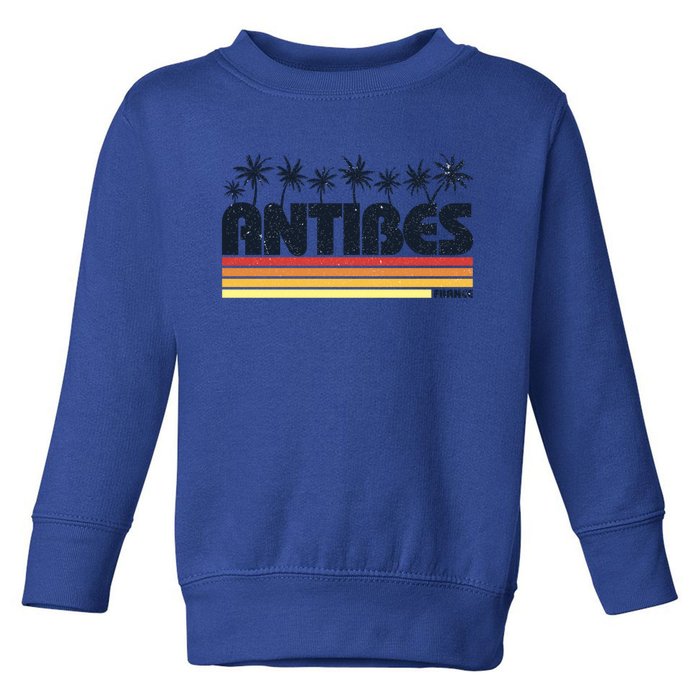 Antibes France Retro Tourism Gift Toddler Sweatshirt