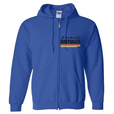 Antibes France Retro Tourism Gift Full Zip Hoodie