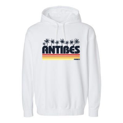 Antibes France Retro Tourism Gift Garment-Dyed Fleece Hoodie