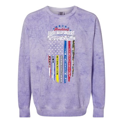 Americas First Responder Bravery In Action Nurse EMS Colorblast Crewneck Sweatshirt