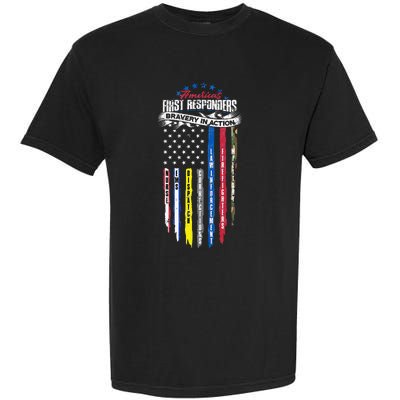 Americas First Responder Bravery In Action Nurse EMS Garment-Dyed Heavyweight T-Shirt