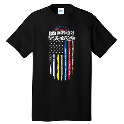 Americas First Responder Bravery In Action Nurse EMS Tall T-Shirt