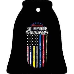 Americas First Responder Bravery In Action Nurse EMS Ceramic Bell Ornament