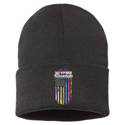 Americas First Responder Bravery In Action Nurse EMS Sustainable Knit Beanie
