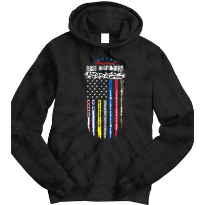 Americas First Responder Bravery In Action Nurse EMS Tie Dye Hoodie