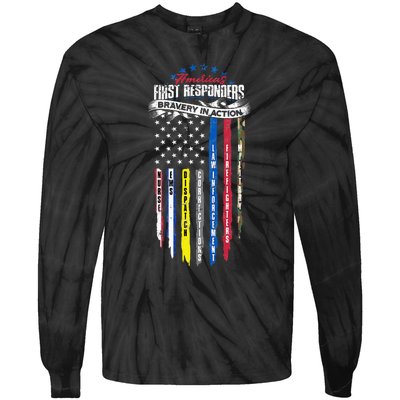 Americas First Responder Bravery In Action Nurse EMS Tie-Dye Long Sleeve Shirt