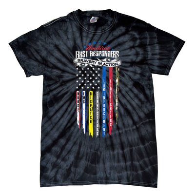 Americas First Responder Bravery In Action Nurse EMS Tie-Dye T-Shirt