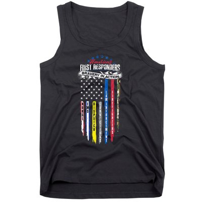 Americas First Responder Bravery In Action Nurse EMS Tank Top