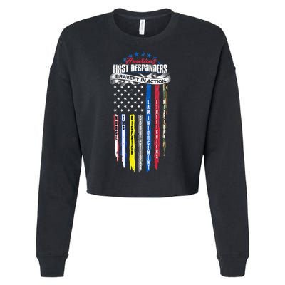 Americas First Responder Bravery In Action Nurse EMS Cropped Pullover Crew