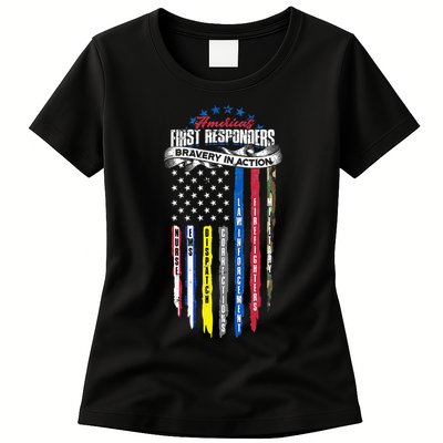 Americas First Responder Bravery In Action Nurse EMS Womens T-Shirt