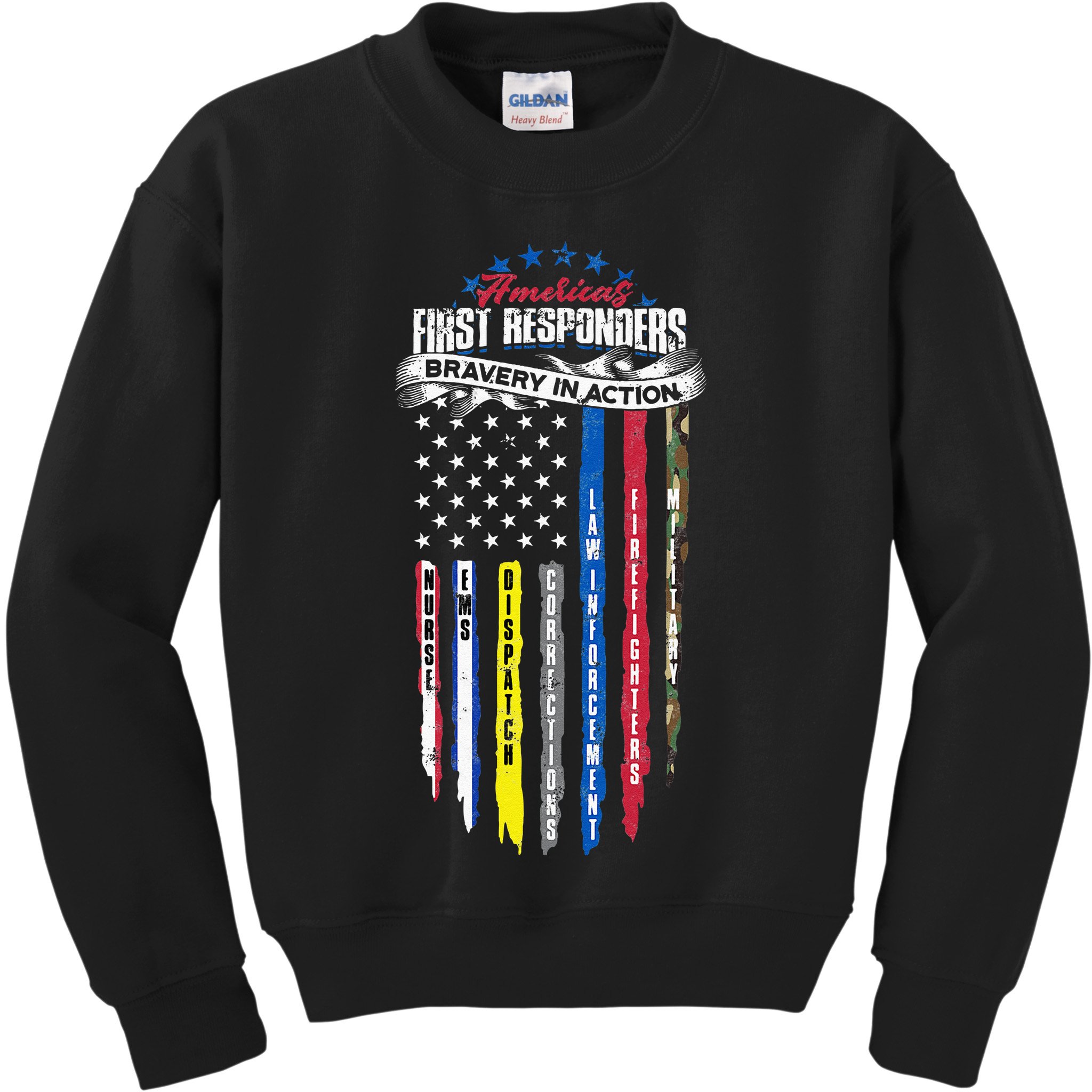 Americas First Responder Bravery In Action Nurse EMS Kids Sweatshirt