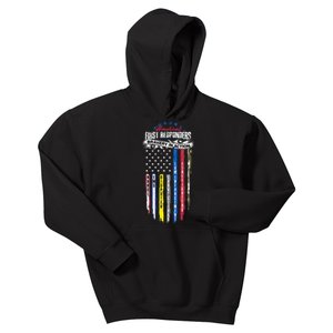 Americas First Responder Bravery In Action Nurse EMS Kids Hoodie