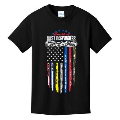 Americas First Responder Bravery In Action Nurse EMS Kids T-Shirt