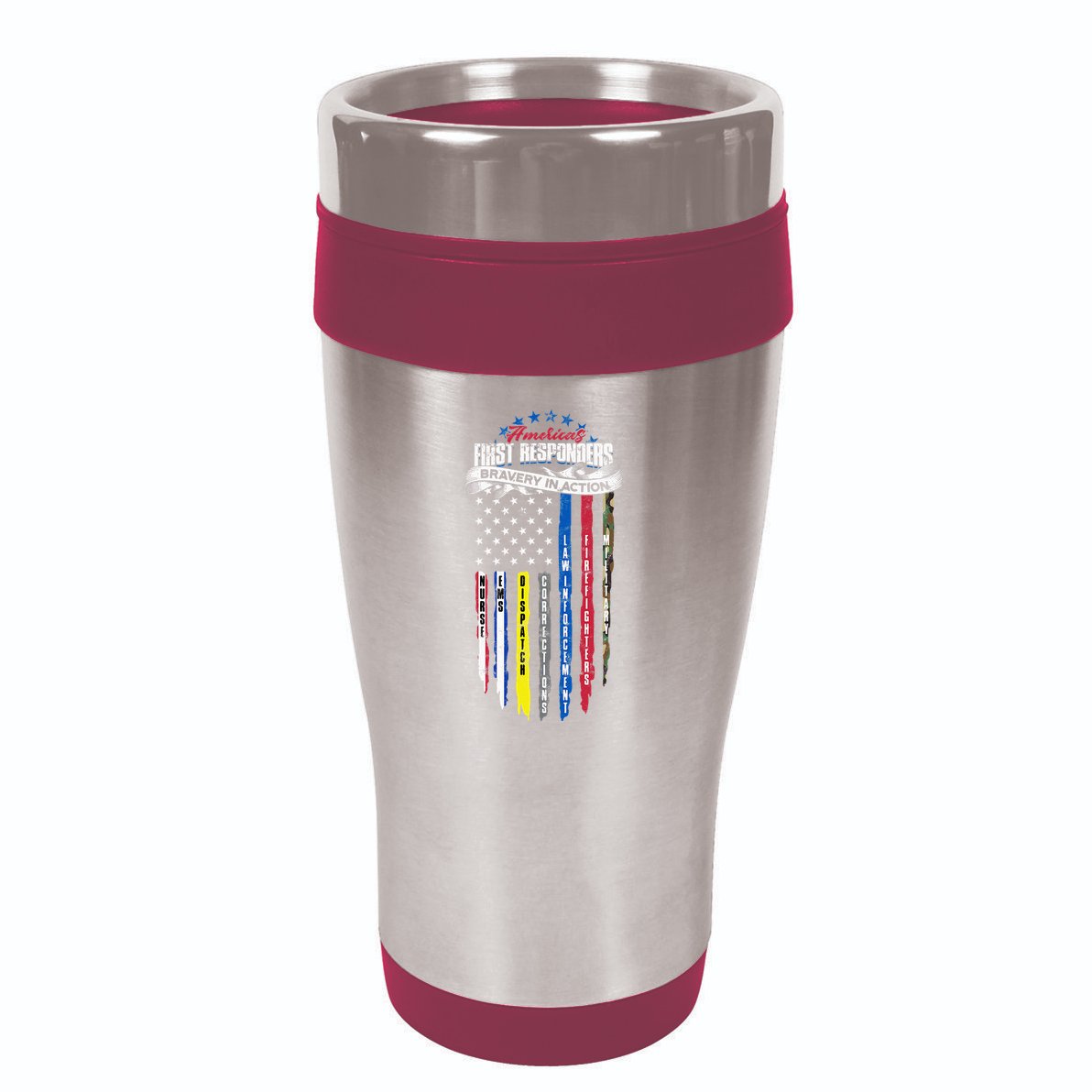 Americas First Responder Bravery In Action Nurse EMS 16oz Travel Tumbler