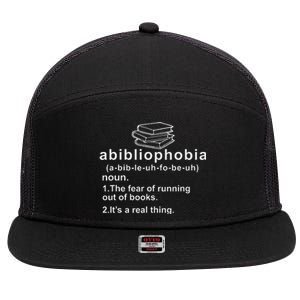 Abibliophobia Funny Reading Bookworm Book Lovers Reader 7 Panel Mesh Trucker Snapback Hat