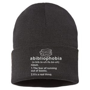 Abibliophobia Funny Reading Bookworm Book Lovers Reader Sustainable Knit Beanie