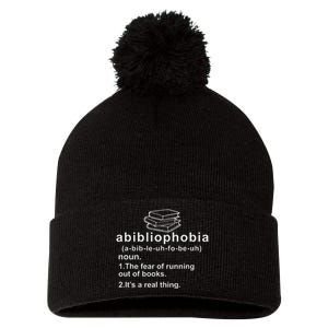 Abibliophobia Funny Reading Bookworm Book Lovers Reader Pom Pom 12in Knit Beanie