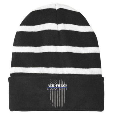 Air Force Retired Striped Beanie with Solid Band