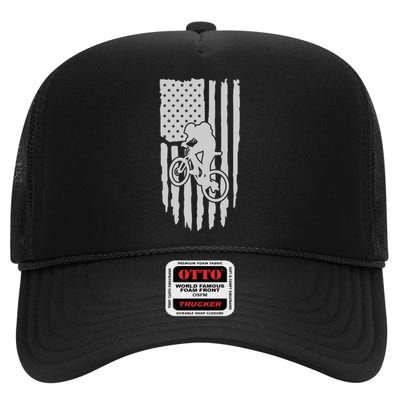 American Flag Road Biking Cycling Apparel Bicycle Cycling Gift High Crown Mesh Back Trucker Hat