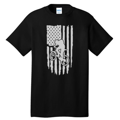 American Flag Road Biking Cycling Apparel Bicycle Cycling Gift Tall T-Shirt