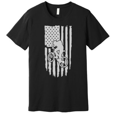 American Flag Road Biking Cycling Apparel Bicycle Cycling Gift Premium T-Shirt