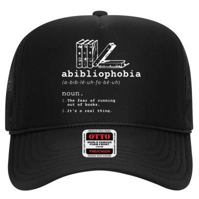 Abibliophobia Funny Reading Bookworm Reader Gift High Crown Mesh Back Trucker Hat