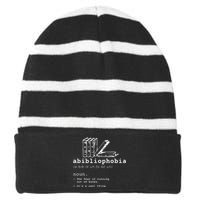 Abibliophobia Funny Reading Bookworm Reader Gift Striped Beanie with Solid Band