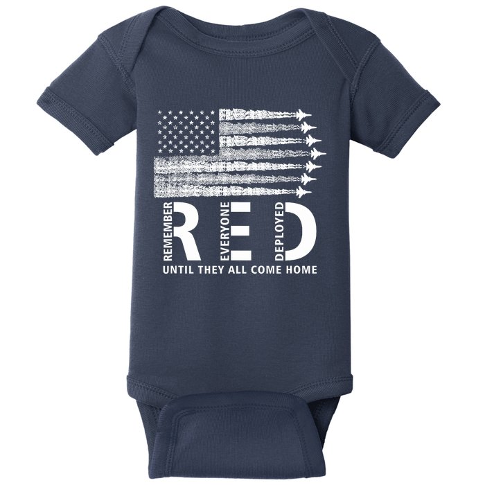 American Flag Red Friday Remember Everyone Deployed Military Baby Bodysuit