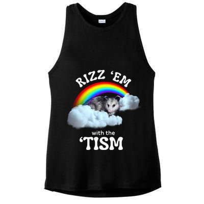 Autism Funny Rizz Em With The Tism Meme Autistic Opossum Ladies PosiCharge Tri-Blend Wicking Tank