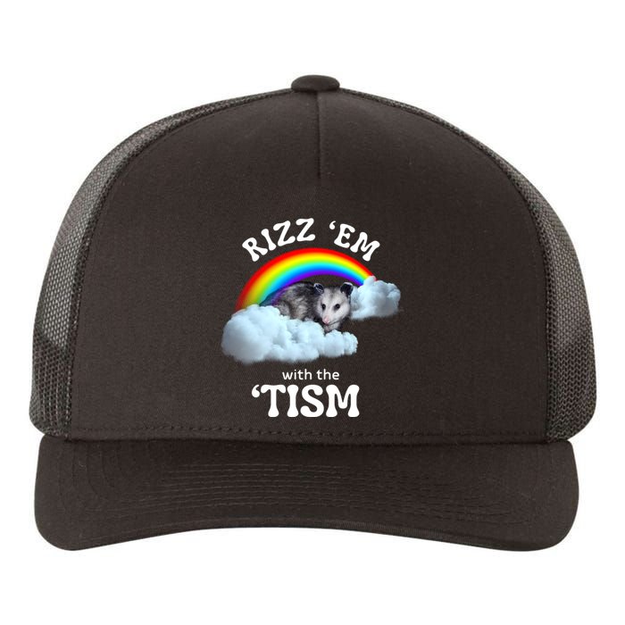 Autism Funny Rizz Em With The Tism Meme Autistic Opossum Yupoong Adult 5-Panel Trucker Hat