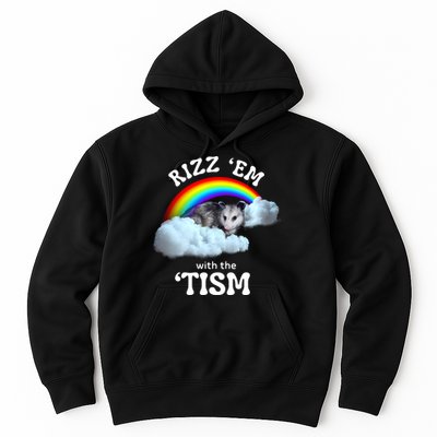 Autism Funny Rizz Em With The Tism Meme Autistic Opossum Hoodie