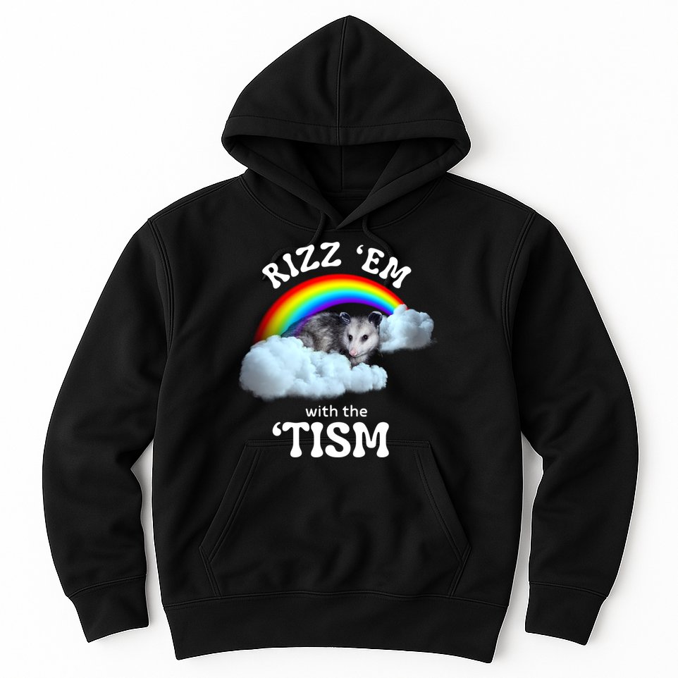 Autism Funny Rizz Em With The Tism Meme Autistic Opossum Hoodie