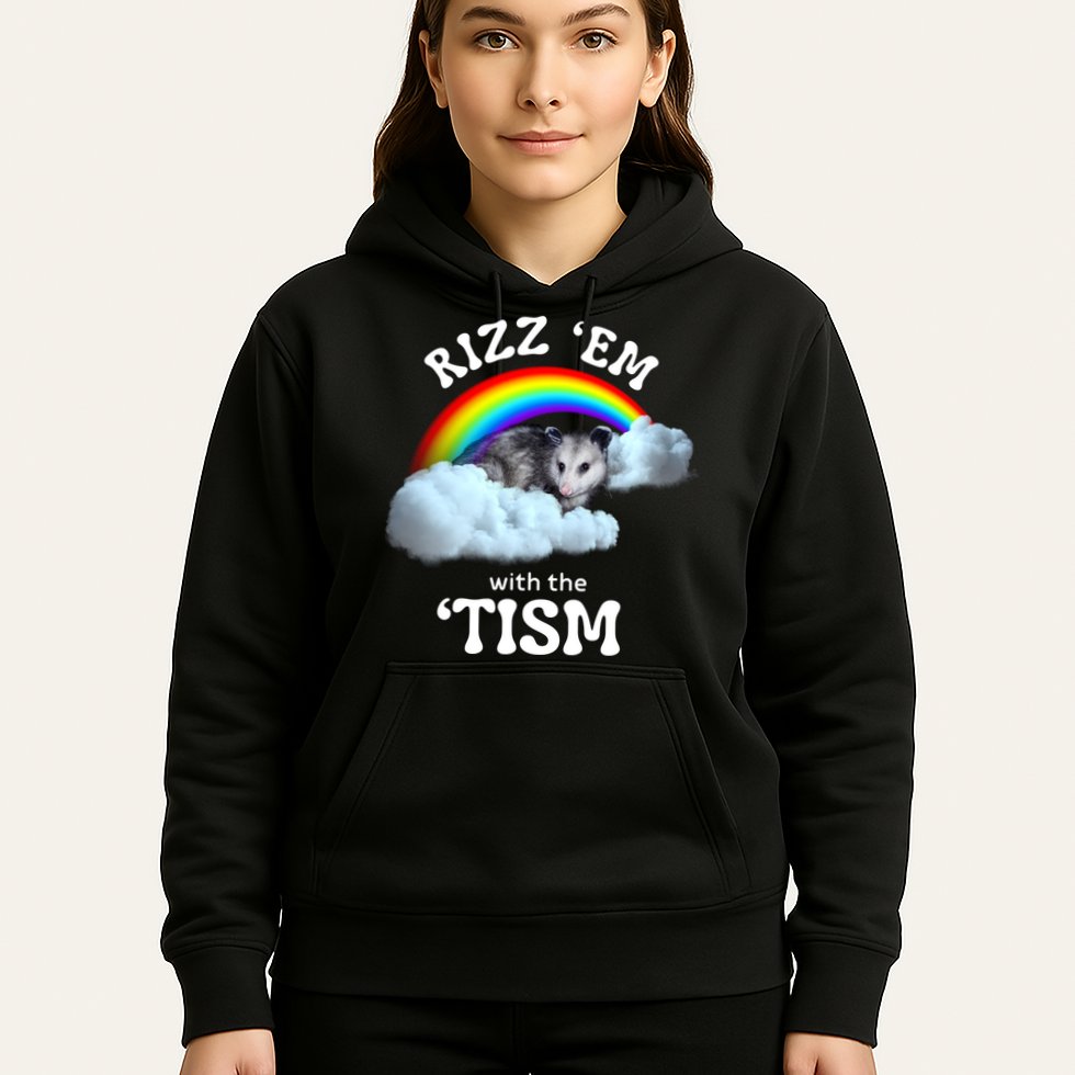 Autism Funny Rizz Em With The Tism Meme Autistic Opossum Hoodie