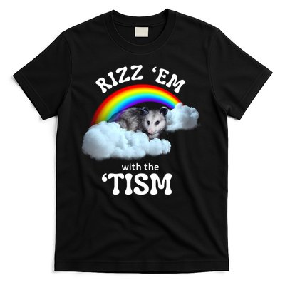 Autism Funny Rizz Em With The Tism Meme Autistic Opossum T-Shirt