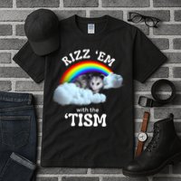 Autism Funny Rizz Em With The Tism Meme Autistic Opossum Tall T-Shirt